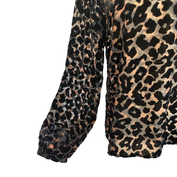 Guess Black Velvet Burnout Top Sz L Leopard Whimsigoth Fairy Grunge Romantic - Picture 3 of 10